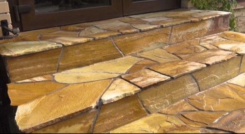 Плитняк златолит жёлтый золотистый для отмостки купить в Лысьве